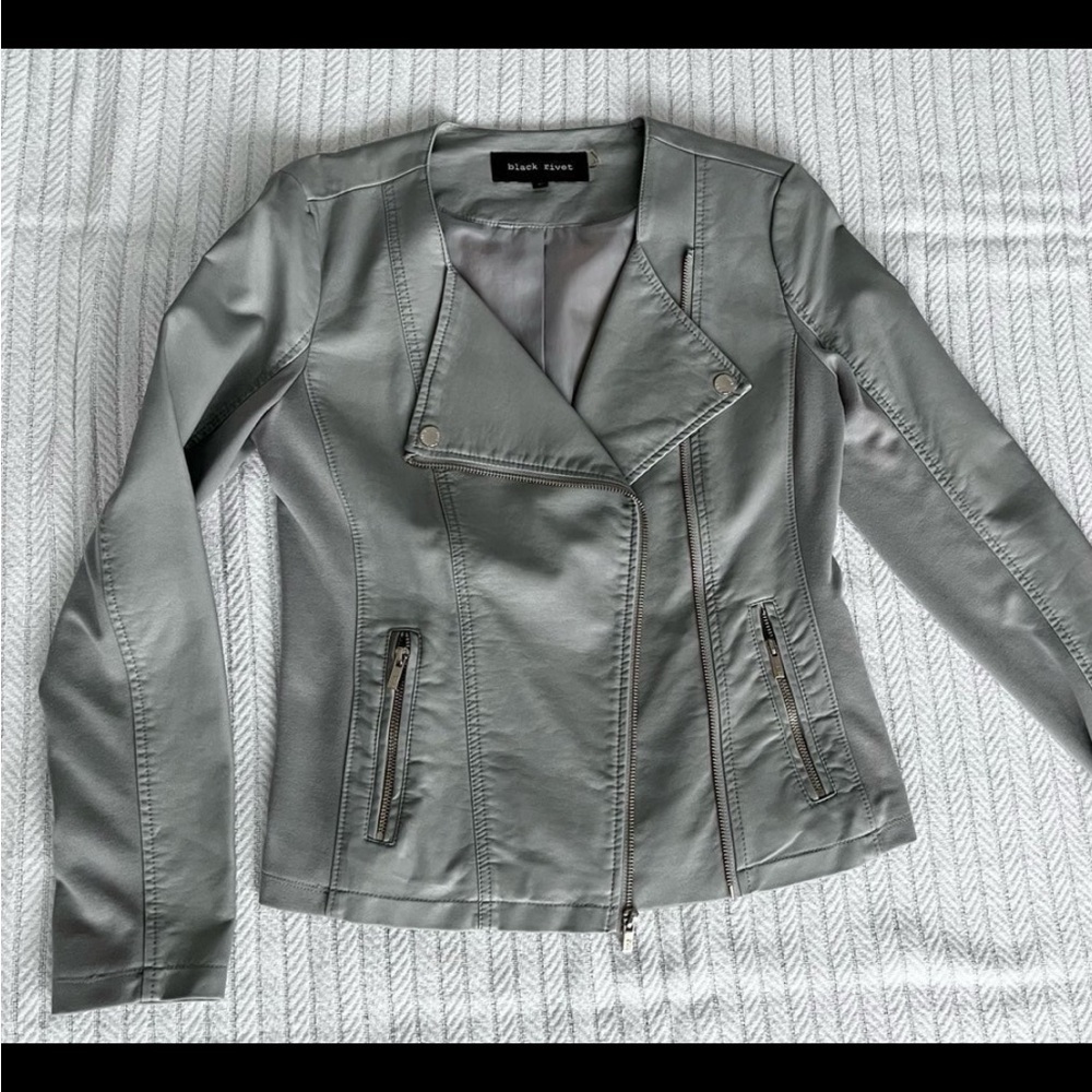 Black Rivet Women's Gray Leather Jacket